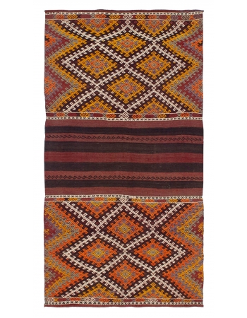 Embroidered Small Vintage Kilim Rug - 3`5" x 6`6"