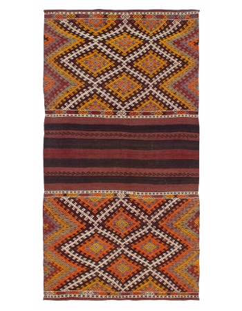 Embroidered Small Vintage Kilim Rug - 3`5" x 6`6"