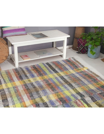 Large Decorative Vintage Turkish Rag Rug - 8`6