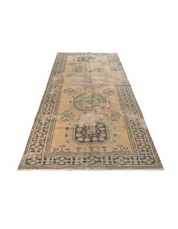 Distressed Washed Out Vintage Oushak Rug - 4`7