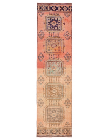 Decorative Vintage Turkish Runner Rug - 3`0" x 11`2"