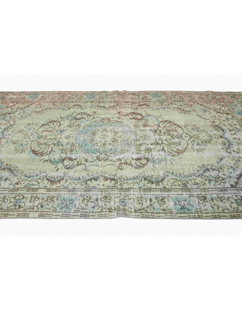 Vintage Green Turkish Oushak Rug - 5`7