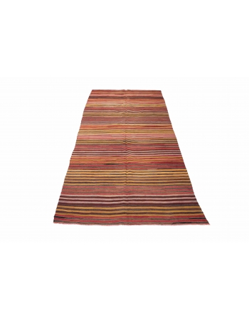 Striped Vintage Turkish Kilim Rug - 5`3