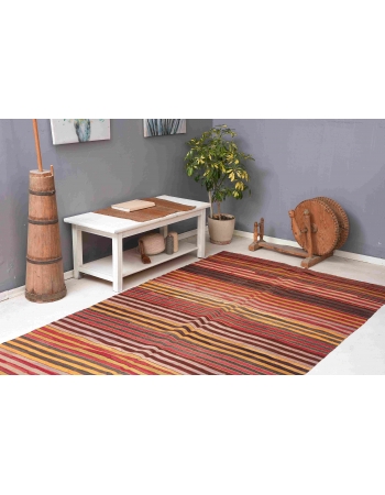 Striped Vintage Turkish Kilim Rug - 5`3