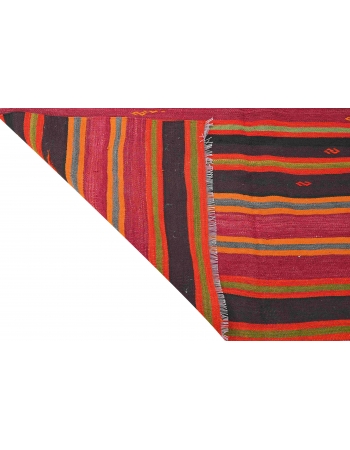 Vintage Striped Turkish Kilim Rug - 5`5