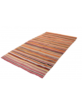 Decorative Striped Turkish Kilim Rug - 6`0