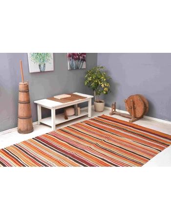 Decorative Striped Turkish Kilim Rug - 6`0