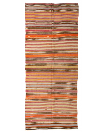 Vintage Turkish Striped Kilim Rug - 5`1″ x 11`4″