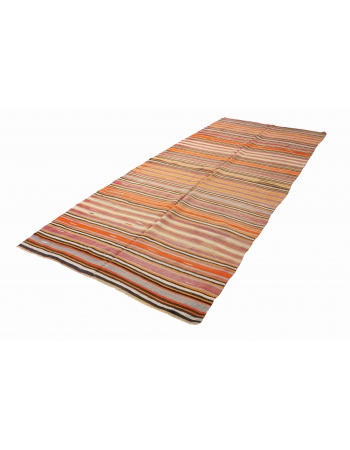 Vintage Turkish Striped Kilim Rug - 5`1