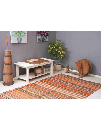 Vintage Turkish Striped Kilim Rug - 5`1