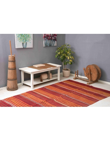 Vintage Decorative Turkish Kilim Rug - 5`2