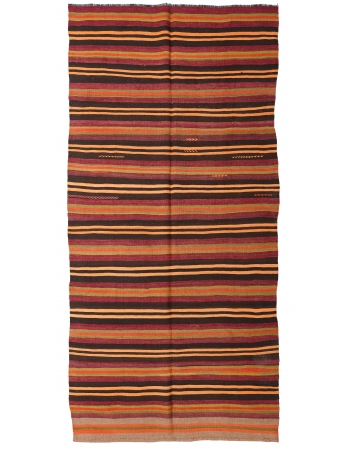 Decorative Vintage Striped Kilim Rug - 5`1″ x 10`10″