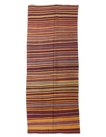 Vintage Turkish Striped Kilim Rug - 4`8″ x 10`11″