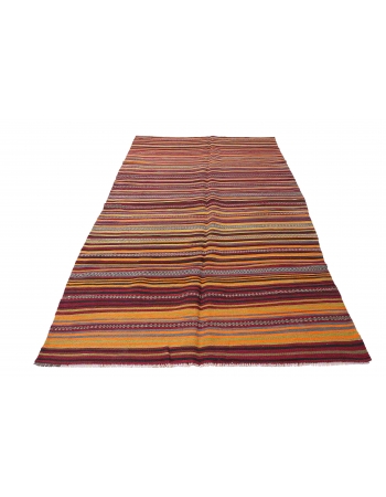 Vintage Turkish Striped Kilim Rug - 4`8