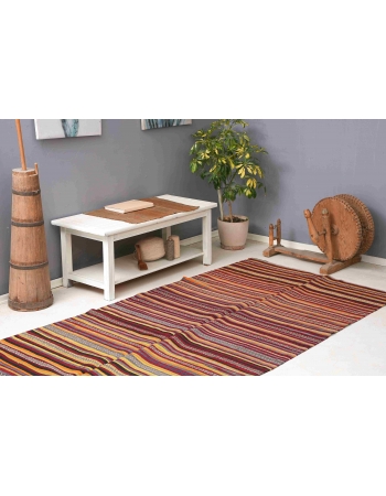 Vintage Turkish Striped Kilim Rug - 4`8