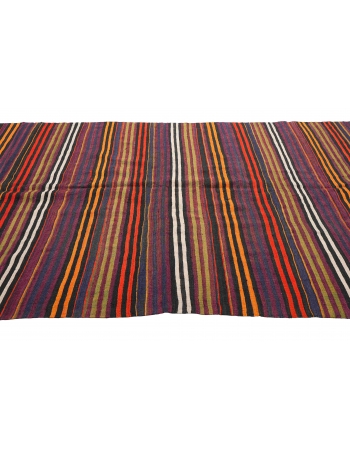 Striped Vintage Turkish Kilim Rug - 5`10