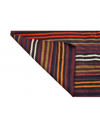 Striped Vintage Turkish Kilim Rug - 5`10