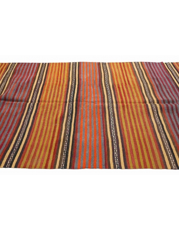 Turkish Striped Vintage Kilim Rug - 4`11