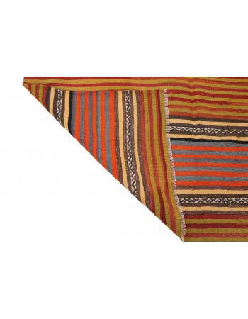 Turkish Striped Vintage Kilim Rug - 4`11