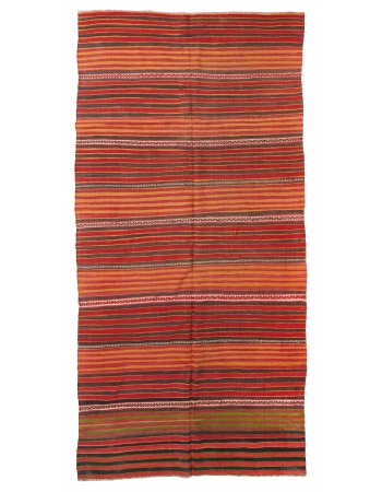 Vintage Striped Kilim Rug - 5`0″ x 11`2″