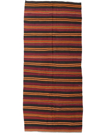 Striped Vintage Turkish Kilim Rug - 5`3″ x 11`6″