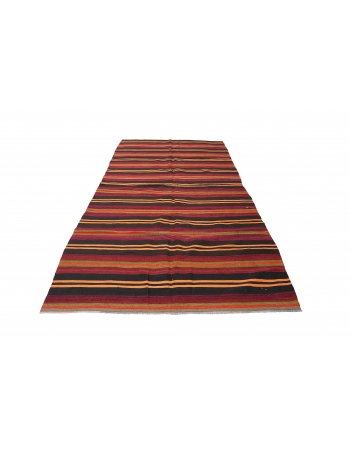 Striped Vintage Turkish Kilim Rug - 5`3