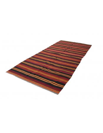 Striped Vintage Turkish Kilim Rug - 5`3