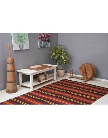 Striped Vintage Turkish Kilim Rug - 5`3