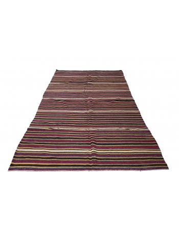 Striped Vintage Turkish Kilim Rug - 5`4