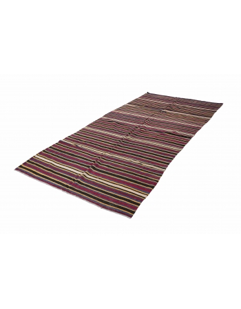 Striped Vintage Turkish Kilim Rug - 5`4