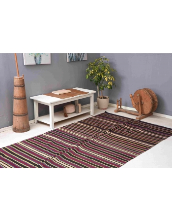 Striped Vintage Turkish Kilim Rug - 5`4