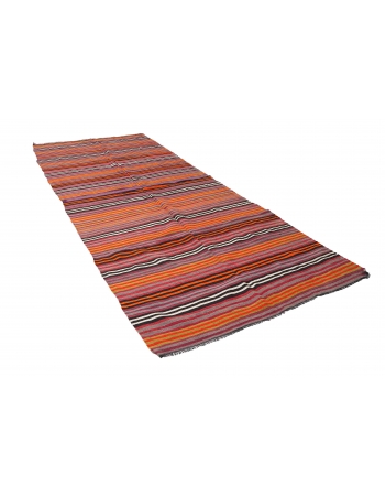 Vintage Striped Turkish Kilim Rug - 5`4