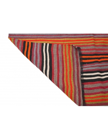 Vintage Striped Turkish Kilim Rug - 5`4