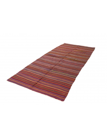 Striped Vintage Turkish Kilim Rug - 5`2