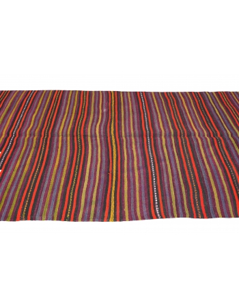 Striped Vintage Turkish Kilim Rug - 5`2