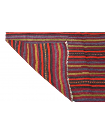 Striped Vintage Turkish Kilim Rug - 5`2