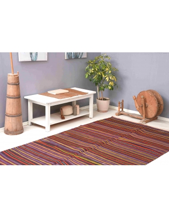 Striped Vintage Turkish Kilim Rug - 5`2