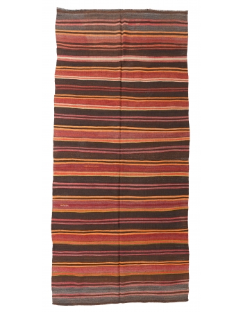 Decorative Vintage Striped Kilim Rug - 5`3″ x 10`7″