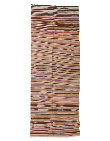 Faded Vintage Striped Kilim Rug - 5`1″ x 12`6″