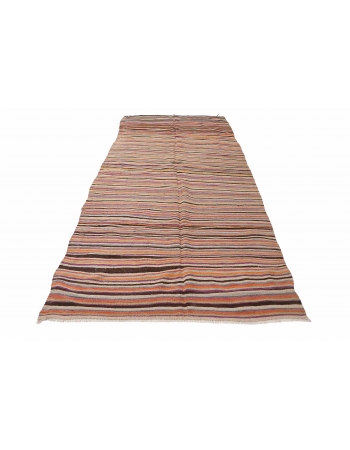Faded Vintage Striped Kilim Rug - 5`1