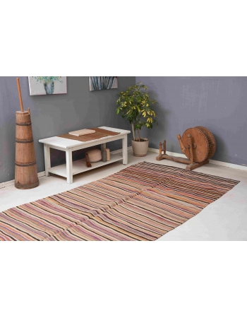 Faded Vintage Striped Kilim Rug - 5`1