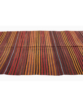 Striped Vintage Turkish Kilim Rug - 5`1