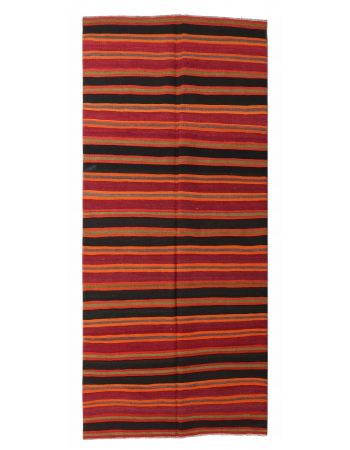 Striped Vintage Turkish Kilim Rug - 5`1″ x 10`9″