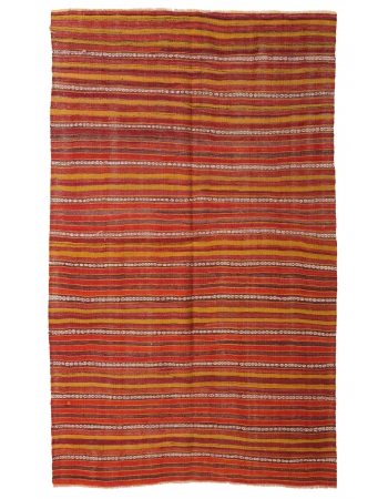 Turkish Vintage Striped Kilim Rug - 4`8″ x 7`7″