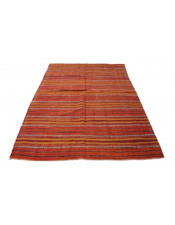 Turkish Vintage Striped Kilim Rug - 4`8