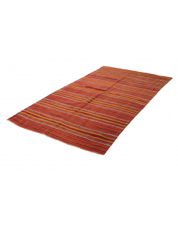 Turkish Vintage Striped Kilim Rug - 4`8
