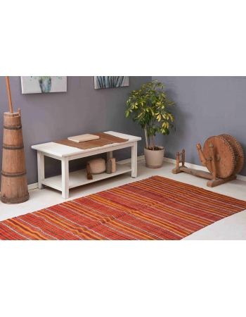 Turkish Vintage Striped Kilim Rug - 4`8