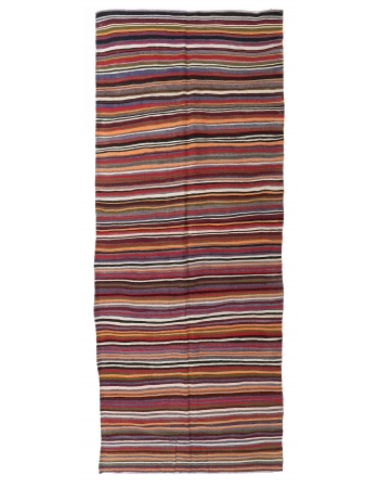 Decorative Striped Vintage Kilim Rug - 4`7″ x 11`5″