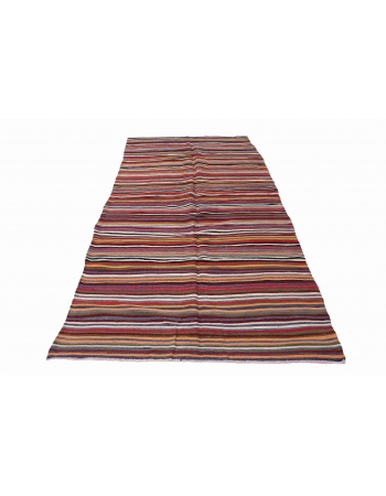 Decorative Striped Vintage Kilim Rug - 4`7