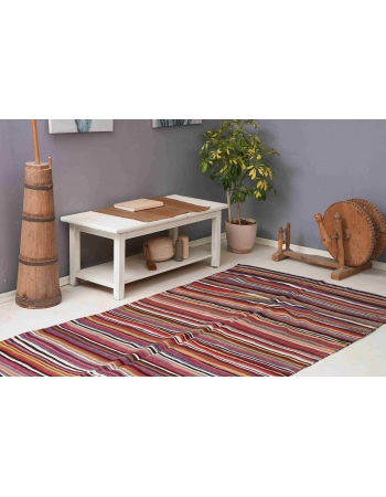 Decorative Striped Vintage Kilim Rug - 4`7